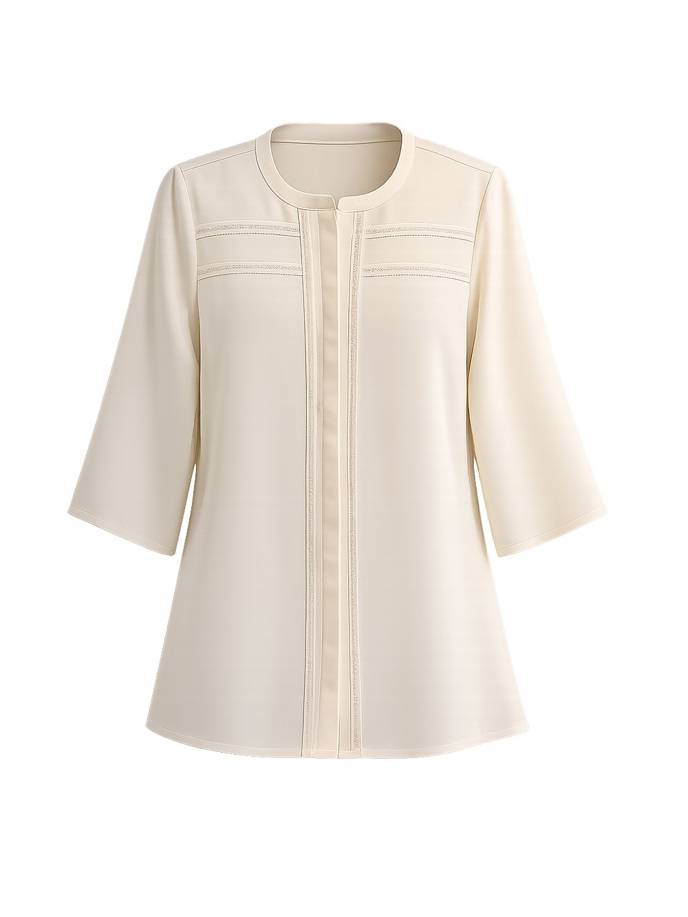 Ann Taylor Cream Button Down Tunic Blouse